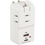 雷ガード USBポート付き電源タップ 3個口 Type-C/A各1個口 オーム電機