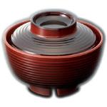 千筋汁椀(溜内朱)(趣器＜汁椀＞) スリーライン