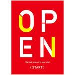 バイカラー OPEN(赤) ポップ・ポスター おしゃれEXPO