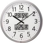 カレンダー・温湿度計・報時電子音(アラーム)付きオフィス電波掛け時計 プログラムオフィス403 リズム