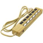 TR-SSK-6S02WD 木目調延長コード OAタップ 6個口 個別スイッチ付き ブレーカー内蔵 2m トライメイト