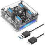 ORICO-MH4U-U3-03-CR-BP USBハブ 4ポート 転送速度 最大5Gbps 電源供給ポート付 クリアボディ ORICO