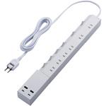 電源タップ (コンセント×6 Type-C×2 USB-A×2) PD対応 個別スイッチ フットパーツ付 エレコム
