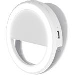 DE-L04WH LEDリングライト 直径9cm クリップ式 3段階調光 USB充電式 自撮り エレコム
