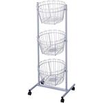 新品■簡単バスケット投げ込みワゴン46cmホワイト白キャスター付スチール籠業務用 新品□簡単バスケット投げ込みワゴン46cmホワイト白キャスター付