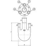 四ツ口フラス 側管垂直タイプ 300mL 3120-300シリーズ 旭製作所
