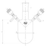 高真空グリースレスバルブ付溶媒受器 芯棒PTFE 3692シリーズ 旭製作所