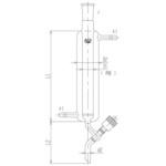 高真空グリースレスバルブ付二重管式クロマトカラム 上部ジョイント・フィルター付 芯棒PTFE 3838シリーズ 旭製作所