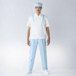 クリーン半袖上着 白×青 JB258A-12 東洋リントフリー