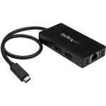 USB Type-C接続3ポートUSB 3.0ハブ 1ポートギガビット有線LANアダプタ搭載 ACアダプタ付属 StarTech.com