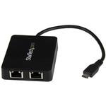 USB有線LANアダプター/デュアルポート/USB-C接続/1x USB-A/ブラック/ギガビットイーサネット/ノートPC用 ネットワーク変換 コンバーター StarTech.com