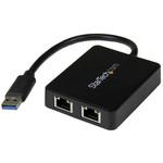 USB 3．0有線LAN変換アダプタ 2ポートギガビット対応 USBポート x1付き