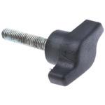 478-484 ノブ付ねじ RS Pro Tハンドル， M6 x 30 直径:35mm 黒 RS PRO