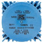 124-3876 RS Pro トロイダルトランス，1次：2 x 115V，2次：2 x 15V，電力：25VA スルーホール RS PRO