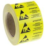 364-3587 ESDラベル RS Pro 黒/黄 紙 Attention (注意) 25 x 45mm RS PRO