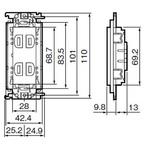 コスモシリーズ 埋込ダブルコンセント(金属枠付) Panasonic(パナソニック)