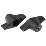 686-086 ノブ付ねじ RS Pro Tハンドル， M6 x 9 直径:50mm 黒 RS PRO