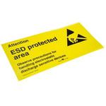 211-1180 ESDポスター RS Pro 黒/黄 ビニール， Attention Esd Protected Area 150 x 300mm RS PRO
