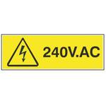 776-0936 RS Pro 危険警告ラベル 240V AC 英語 粘着シール ビニール 黒/黄 60 x 20mm RS PRO