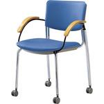 キャスター・肘付きミーティングチェア CM351-CXC(張地：ビニールレザー フレーム：クロームメッキ) サンケイ