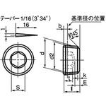 六角穴付きテーパねじプラグ 沈み(鉄/3価ブラック)(小箱) 日産ネジ