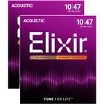 #11002 (2pack) アコースティックギター弦 2パックセット エクストラライト NANOWEB Elixir(エリクサー)