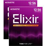 #16077 (2pack) アコースティックギター弦 フォスファーブロンズ 2パックセット ライトミディアム NANOWEB Elixir(エリクサー)