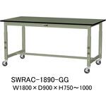 軽量作業台/耐荷重160kg_高さ調整移動式H750～1000_塩ビシート天板_ワークテーブル300シリーズ 山金工業