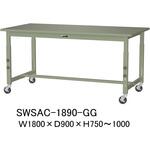 軽量作業台/耐荷重160kg_高さ調整移動式H750～1000_スチール天板_ワークテーブル300シリーズ 山金工業