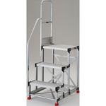 アルミ製作業用踏台 3段 階段片手すり付 TRUSCO