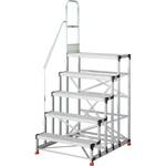 アルミ製作業用踏台 グレーチングタイプ 5段 階段片手すり付 TRUSCO