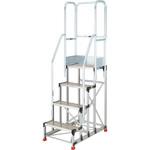 アルミ製作業用踏台 縞板タイプ 4段 フルセット手すり付 TRUSCO