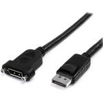 DPPNLFM3PW DisplayPort延長ケーブル/91cm/ディスプレイポート1.2/パネルマウント型/4K60Hz/DP オス - DP メス/ブラック StarTech.com