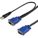 パソコン自動切替器専用ウルトラスリムKVMケーブル 2 in 1 USB/VGA KVMケーブル StarTech.com