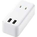 USB付 電源タップ 2P×2個口 USB×2ポート 合計2.4A  ほこり防止シャッター 横向き エレコム