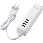 USB付 電源タップ 2P×2個口 USBポート 合計3.4A 60cm ほこり防止シャッター スイングタップ エレコム