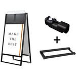 BFOSKK-A1R-G-3SET ブラックフラットオープンスタンド看板カタログケース付A1両面 ウエイトアーム・水タンクセット 常磐精工