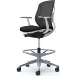 シルフィー 固定肘 背メッシュ ロー ハイチェア ホワイトボディ ハンガー無 ランバー付 アルミ脚 オカムラ(岡村製作所)