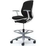 シルフィー 固定肘 背クッション ロー ハイチェア ホワイトボディ ハンガー無 ランバー無 アルミ脚 オカムラ(岡村製作所)