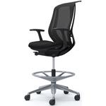 シルフィー 固定肘 背メッシュ ハイ ハイチェア ブラックボディ ハンガー付 ランバー無 アルミ脚 オカムラ(岡村製作所)