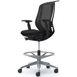 シルフィー 可動肘 背メッシュ ハイ ハイチェア ブラックボディ ハンガー付 ランバー無 アルミ脚 オカムラ(岡村製作所)