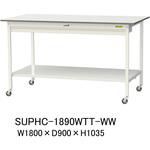 軽量作業台/耐荷重128kg_移動式_ワイド引き出し付_全面棚付_ワークテーブル150シリーズ_低圧メラミン天板 山金工業