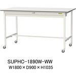 軽量作業台/耐荷重128kg_移動式_ワイド引き出し付_ワークテーブル150シリーズ_低圧メラミン天板 山金工業