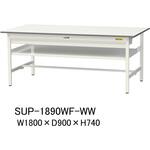 軽量作業台/耐荷重150kg_中間棚付固定式_ワイド引き出し付_ワークテーブル150シリーズ_低圧メラミン天板 山金工業