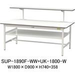 軽量作業台/耐荷重150kg_中間棚付固定式_架台付_ワークテーブル150シリーズ_低圧メラミン天板 山金工業