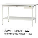 軽量作業台/耐荷重150kg_引き出し付_高さ調整H900～1200_全面棚板付_ワークテーブル150シリーズ 山金工業