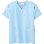 VEM1013-UE-4L 作業服 メディカルウェア ベルデクセルフレックス 男女兼用スクラブ VEM1013上 ライトブルー 4Lサイズ ミドリ安全