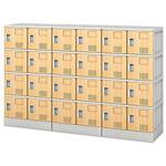 TJL-S-64M ロッカー_多目的樹脂ロッカー6列4段24人用木目扉中棚なし アイリスチトセ