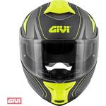 HX21FSHBT56 Hps Hx21 フリップアップ ヘルメット Graphics Globe Shiver ブラック/チタン/イエロー マット サイズ 56/S GIVI(ジビ)