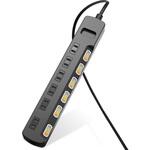 T-K6A-2630BK 雷ガードタップ 個別スイッチ ホコリシャッター付 6個口 3.0m ブラック エレコム